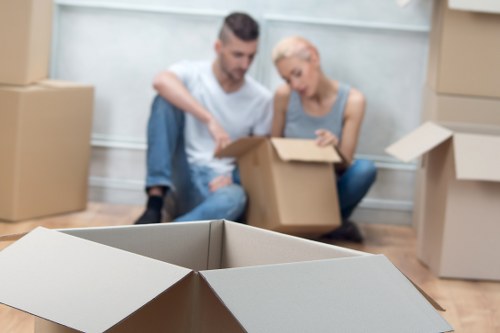 Business relocation materials and moving equipment for an office move in Spitalfields