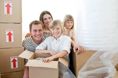 Boxes and furniture being loaded for a move in East London
