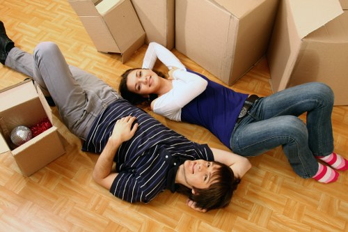 Office furniture and equipment prepared for a commercial move