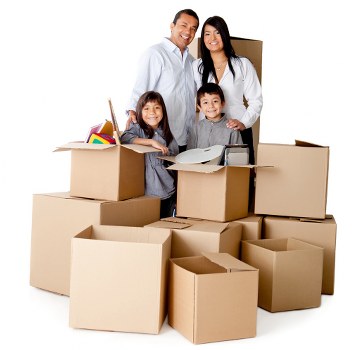 Residential move boxes prepared for loading in Spitalfields